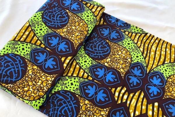 LIME BLUE Waxprint Stoff